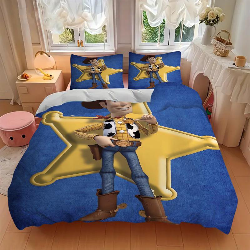 3pcs Star Woody Pattern Bedding Set, 1* Cover + 2*Pillowcases, Printed Bedding Set, Soft and Comfortable, Suitable for Bedroom D068