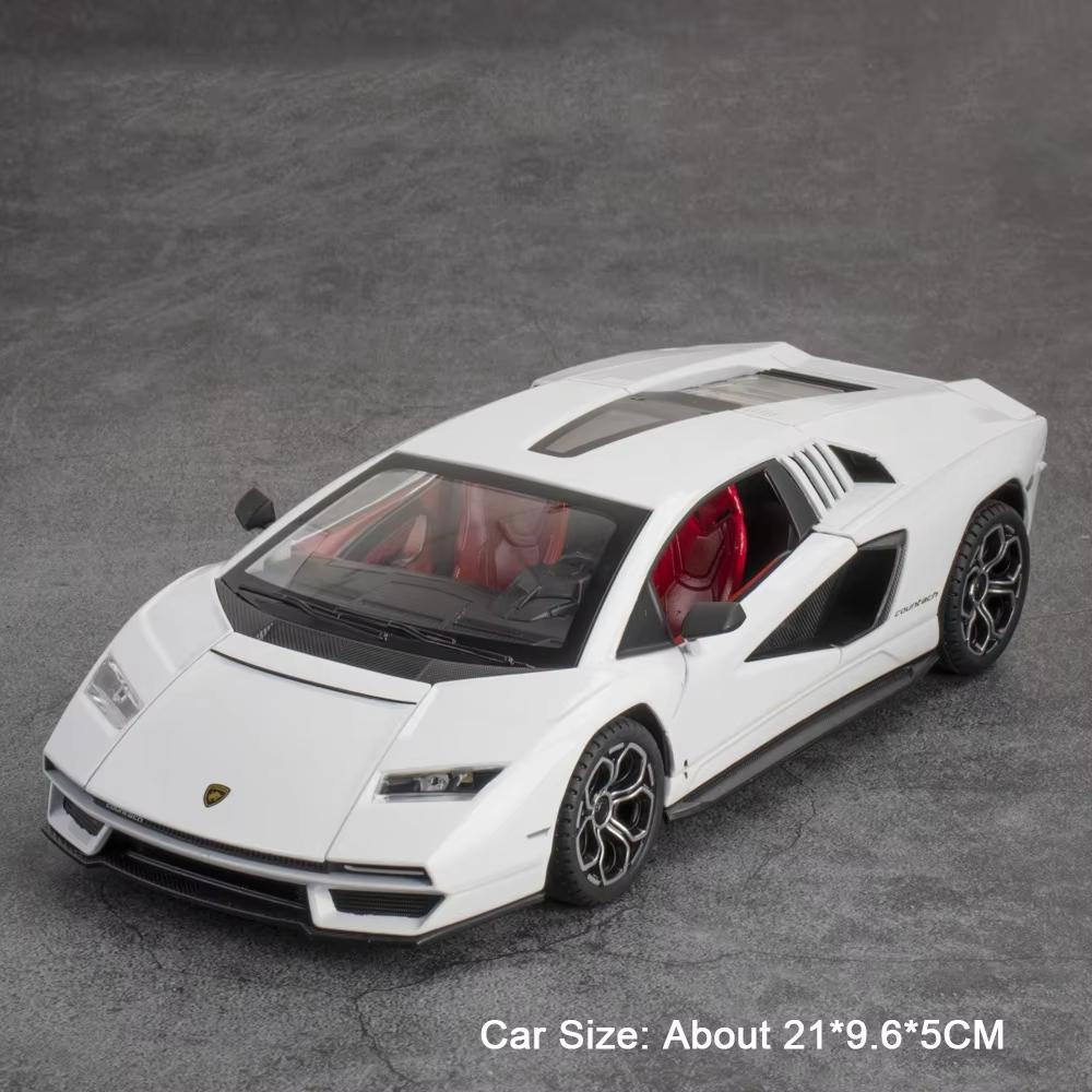 1:24 Scale V12 Countach LPI800-4 Alloy Diecast Doors Opened Sound Light Pull Back Racing Cars Models Boys Ornament Collection