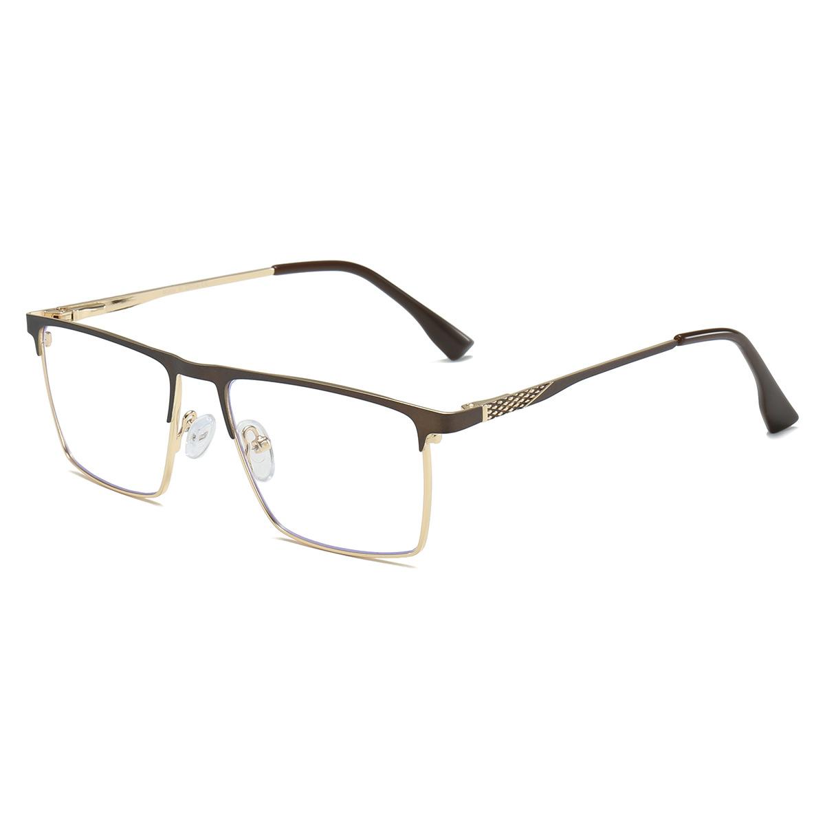 53-18 New Men s Full Frame Optical Glasses Frame Square Double Beam Metal Business Anti-Blue Light Reading Glasses Anti blue light 0