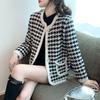 Spring Cardigan Coat Female 2026 Small Fragrance Houndstooth Imitation Mink Coat Short Loose Skinny Knitting Cardigan Female