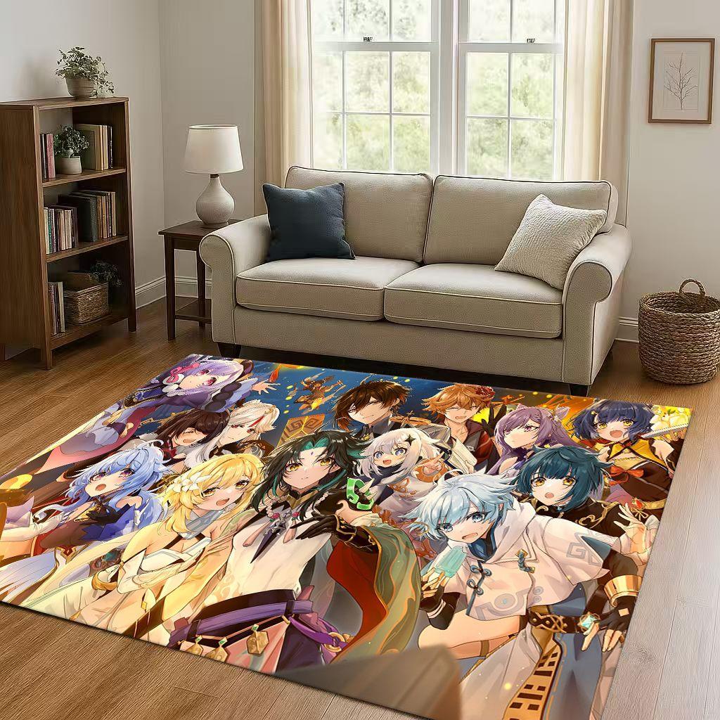 3D Genshin Impact Game Cartoon Living Room Non Slip Area Rug Soft Carpet for Bedroom Playroom Sofa,Easy Clean Home Decor Doormat