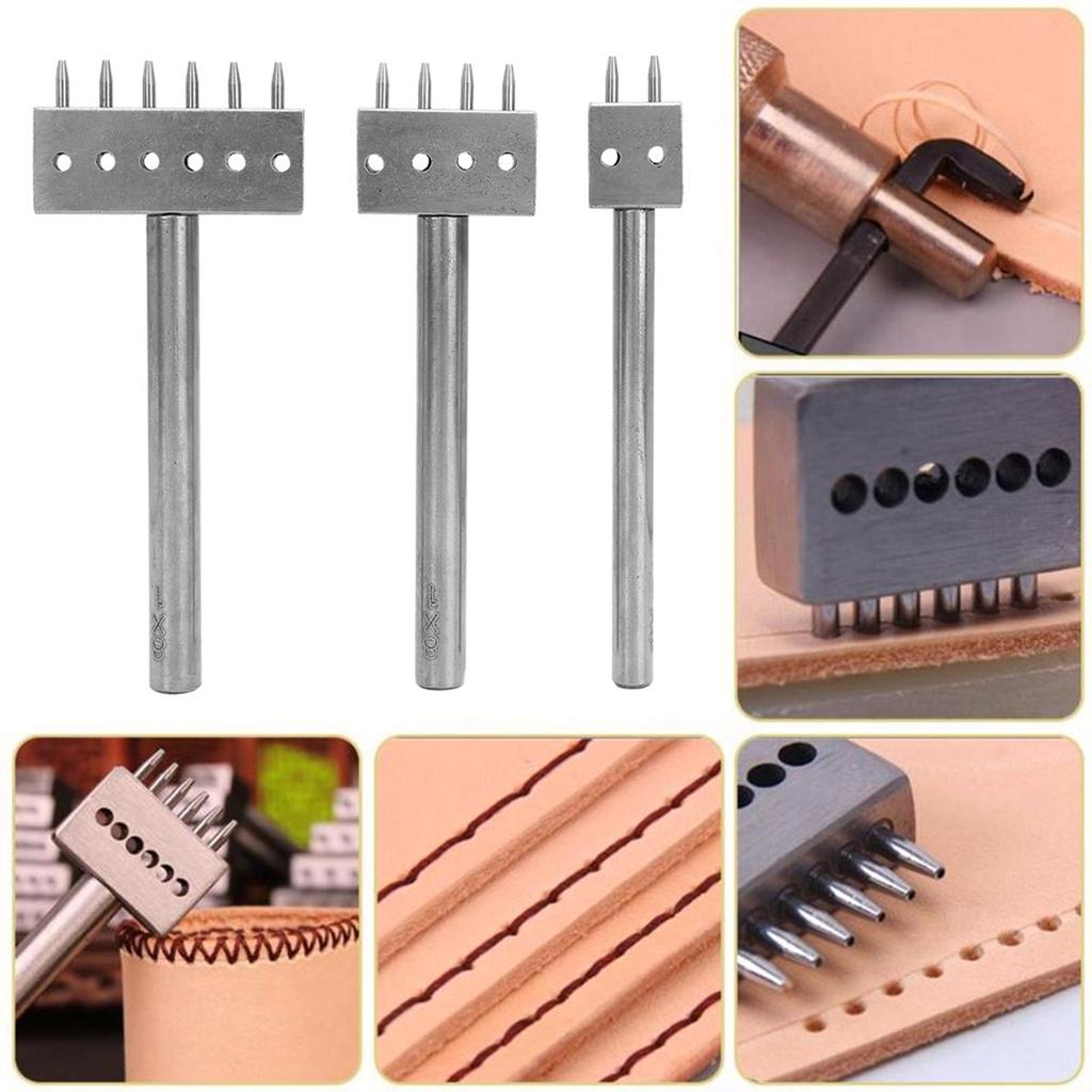 3PCS Spacing Punch Tool DIY Leather Craft Hole Punching Set Belt Hole Puncher(8mm(2+4+6) )