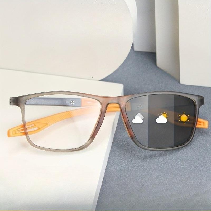 1pcs Sports Style Color-Changing Reading Glasses Set Classic Frame Design with Enhanced Pochromic Lenses