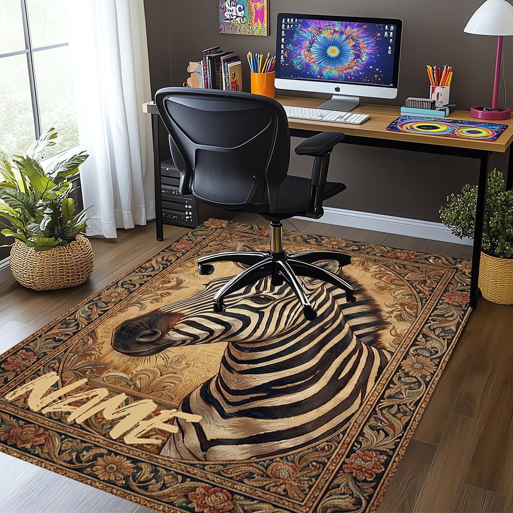 Custom Name LNTB002260915X1003==Zebra Printed Carpet,Rug for Office Chair Living Room Bedroom Kitchen Room Decor Gifts.