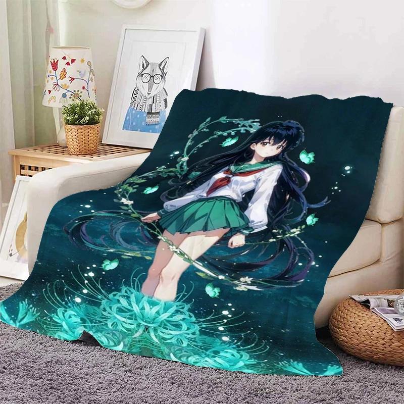 Digital Print Anime Fleece Blanket Sofa A-Inuyasha Microfiber Bedding Warm Winter Bed Camping Nap Fluffy Soft Blankets King Size