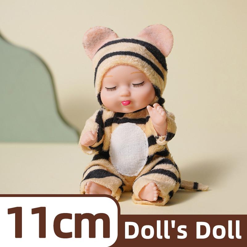 1/6 Pcs 4 Inch Mini Reborn Baby Dolls Toy Set Realistic Baby Doll with Cute Animal Clothes Gifts for Birthday Christmas Exquisit
