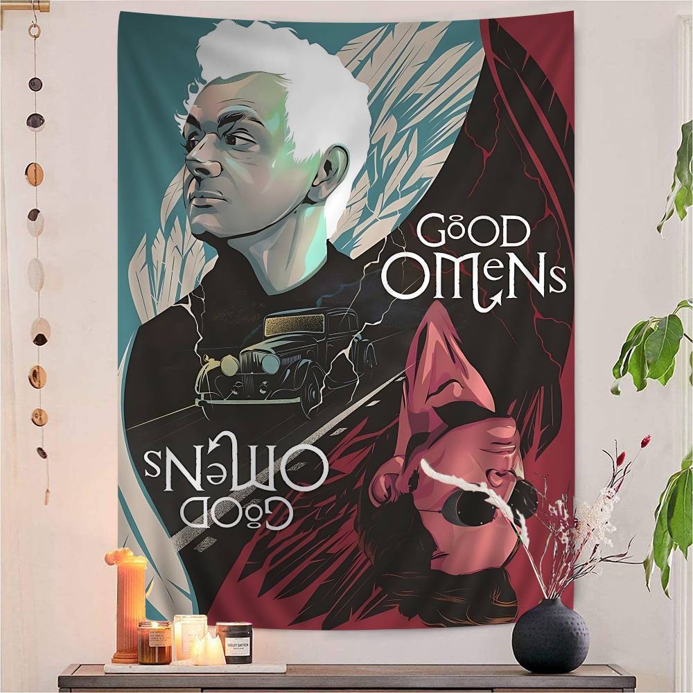 

Tv Show GGood Omens Printed Large Wall Tapestry Wall Hanging Decoration Household Decor Blanket 74x94cm(29x37in)