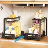 2-Tier Sliding Under Sink Shelf Pull-Out Cabinet Organizer Durable Metal Storage Rack For Kitchen Bathroom Storage Solutions