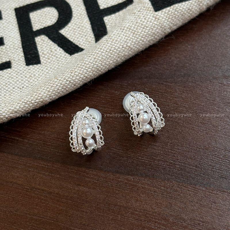 Style Pearl Earrings for Women Accessible Luxury Fancy Earring Ring/Stud Earring 2025 New Arrival without Piercing Mosquito Coil Ear Clip Earrings