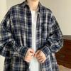 Japonská Retro Kostkovaná Košile/volná Ležérní Vysoce Kvalitní Pánská Košile Bunda