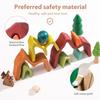 Montessori Irregular Blocks Stacking Balance Toy for Children Wooden Rainbow Blocks Education Learning Mountain Simulation Toy