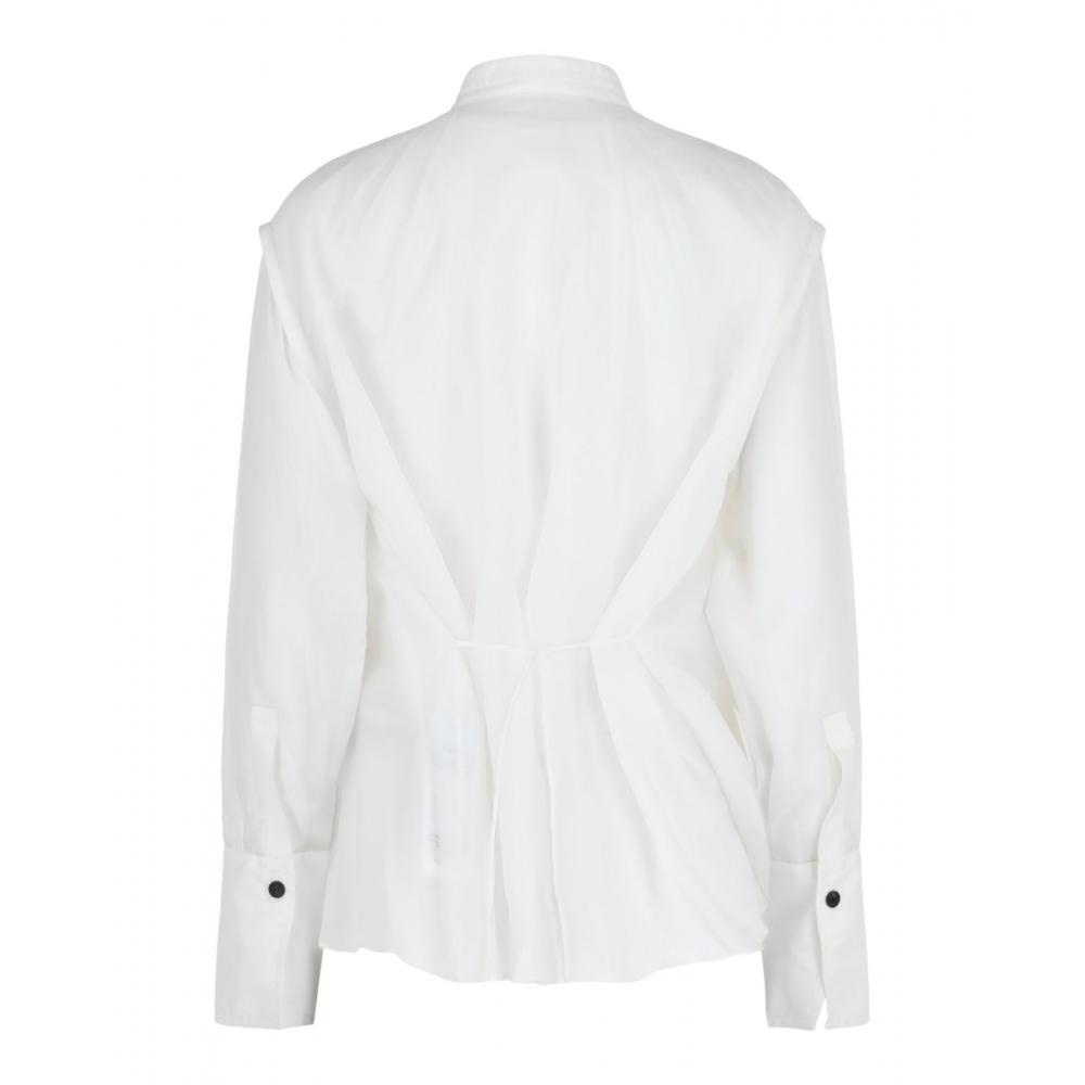 Salvatore Ferragamo Irregular Pleat Blouse White