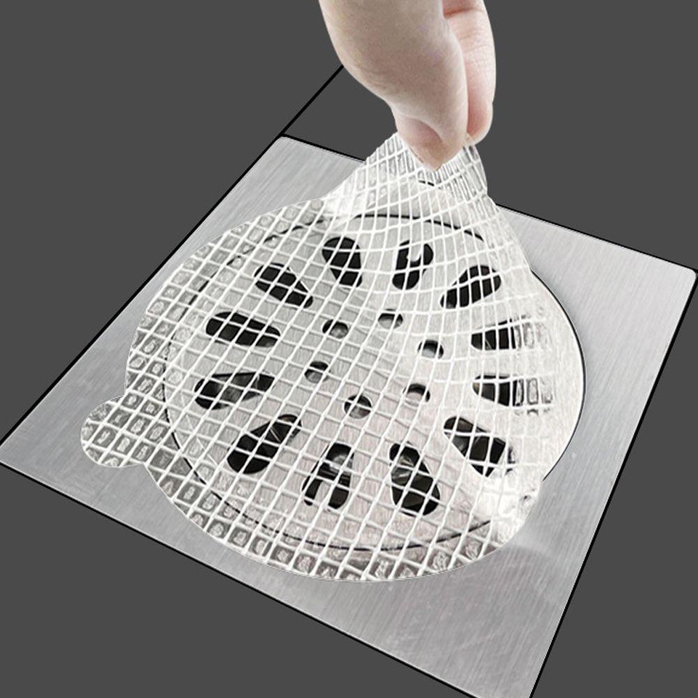 

10 Pcs White Disposable Floor Drain Plastic Hair Catcher 10 Pcs Mesh Filter Sticker Sink Drain