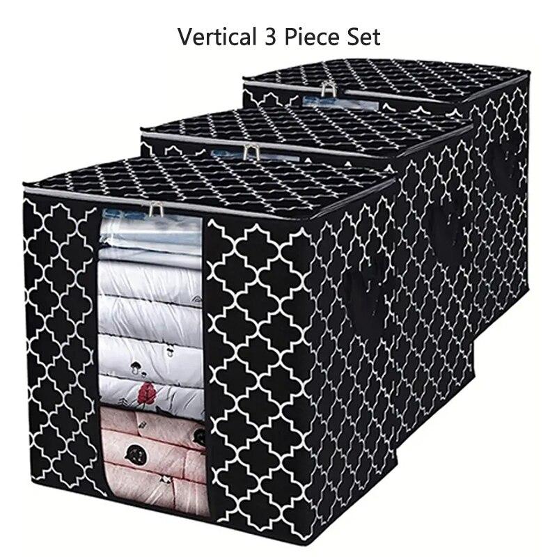 

3 шт. сумки для хранения одеял с застежкой-молнией, складной органайзер для хранения одежды, пыленепроницаемый, водонепроницаемый, большой емкости, для домашнего шкафа