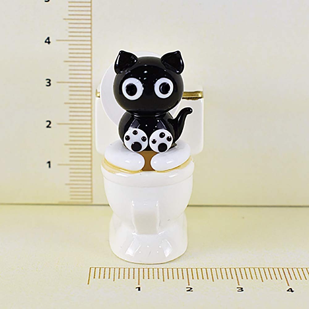 Forcart Cute Handmade Glass Cat Toilet Cat CYK1041