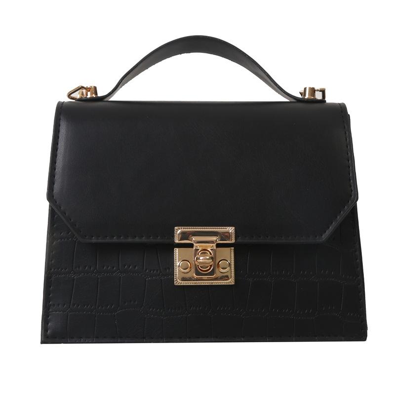 Simple and fashionable bag 2025 new summer casual solid color crocodile pattern small square bag casual messenger shoulder bag