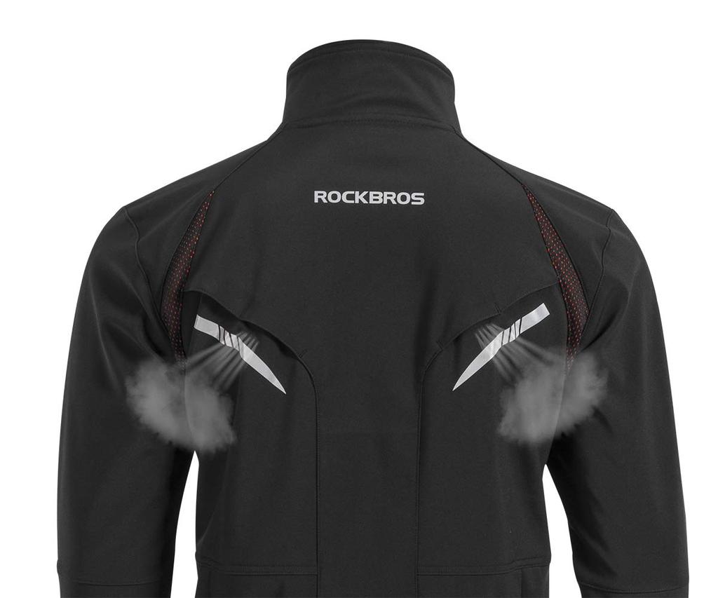 ROCKBROS Winter Cycling Cold Weather Cycling Long for and Running Men's Jacket, Windbreaker, Jersey, Sleeve, Windproof, Fleece-Lined, Cycling,