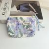 New Cartoon Square Cosmetic Bag Small Flower Storage Pouch Zipper Sanitary Napkins Makeup Bags Women
