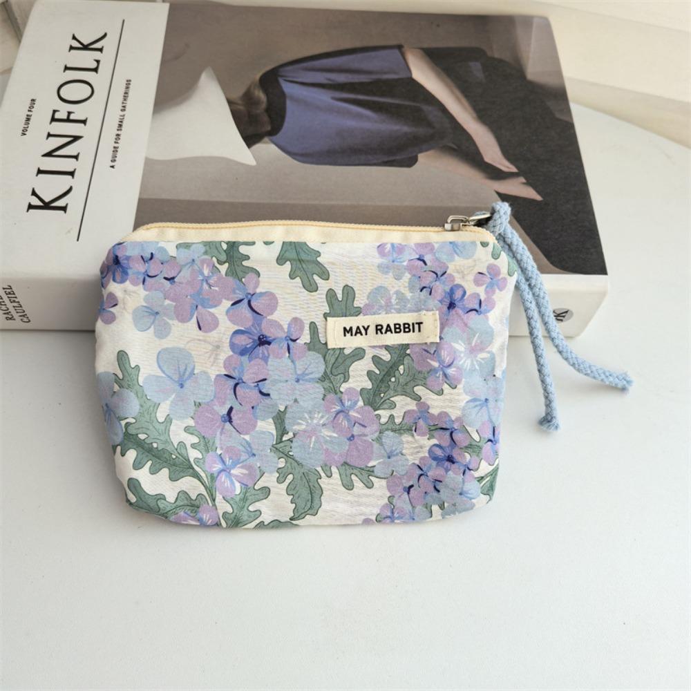 New Cartoon Square Cosmetic Bag Small Flower Storage Pouch Zipper Sanitary Napkins Makeup Bags Women