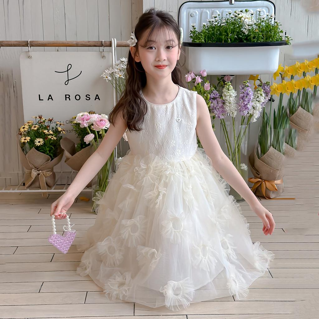 Girls' Dress 2026 New Style Princess Style, Big Children's Mesh Cake Skirt, Summer Fluffy Vest Skirt