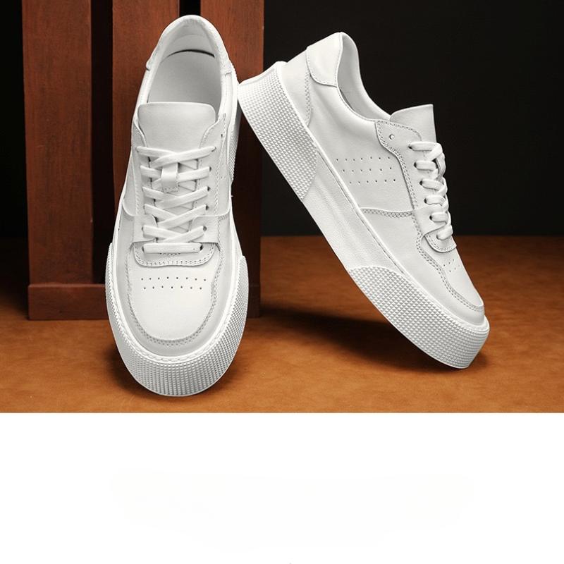 Men Vulcanized Shoes Autumn New Breathable Versatile Casual Leather Thick Soled Wear Resistant Thick Soled Sports Shoes for Men