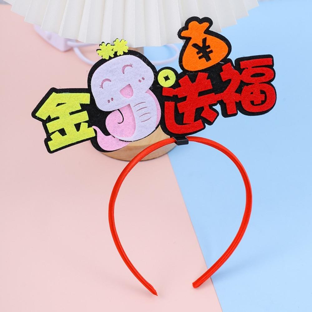 Red Snake Year Hairband Cartoon New Year Headdress 2025 Happy New Year Headband  New Year Dress Up