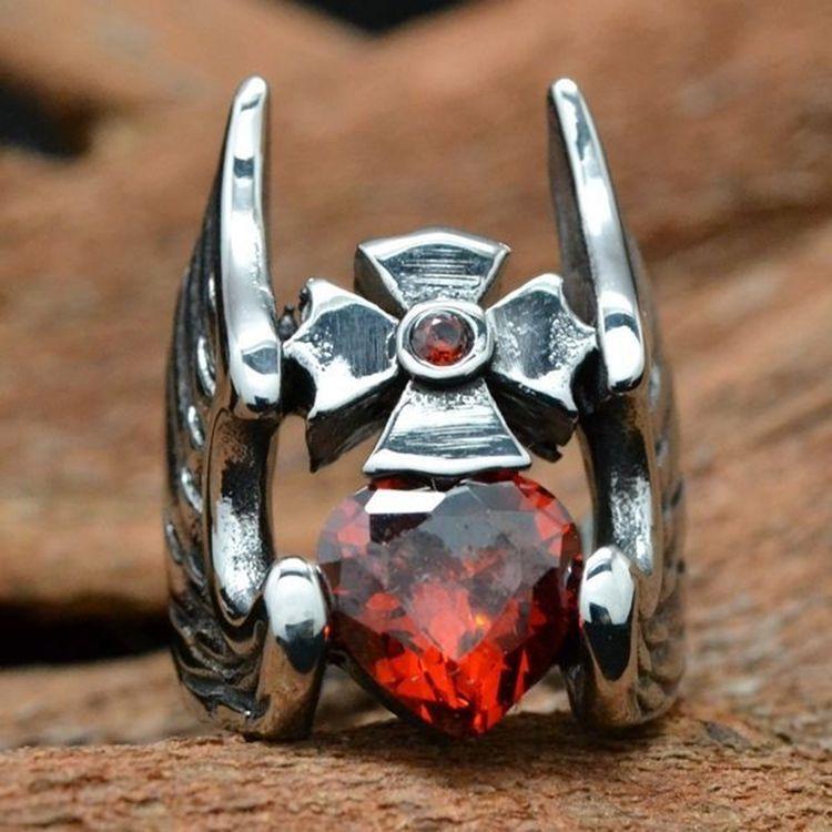 Anello da uomo punk con motivo della personalità in acciaio al titanio anello di Thor