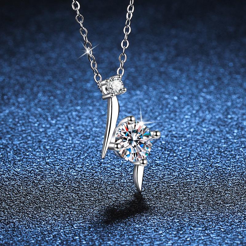 Moissanite Dia 6.5mm1CT Woman Pendant Sier Necklace for Women Chains Party Bridal Fine Jewelry 925sterling Silver Necklace