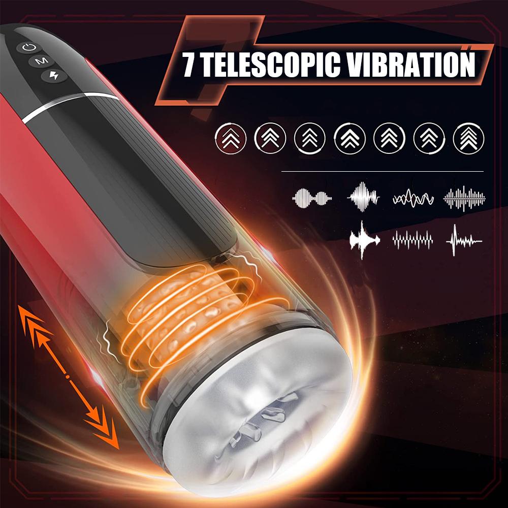 Automatic Telescopic Sucking Hot and Cold Blowjob Masturbation Device 7 Modes Vaginal Fast Orgasm Device IPX7 Put Back Male Masturbation Cup