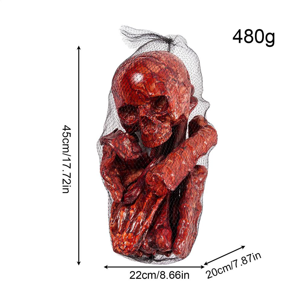 

Skeleton Decor Life Size Skull Bone Set Indoor Outdoor Decorations For Ground Lawn Porch Front Yard Carnival Haunted House Party червоний