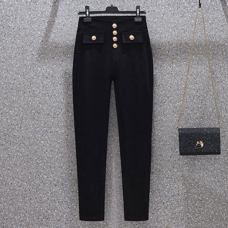 

MOJTA осенне-зимний костюм больших размеров, брюки, тонкие прямые повседневные брюки с высокой талией, брюки 5XL чёрный