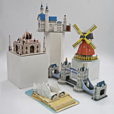 1Set 3D Puzzle Hands-on Ability Decorative Paper Windmill House Puzzle Toy Birthday Gifts