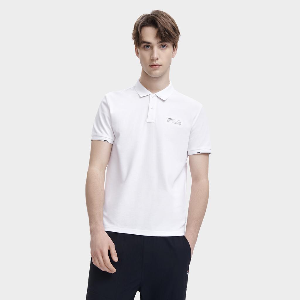 Fila Heritage Breathable Embroidered Polo Shirt Men Tops Standard-White F11M328117FWT