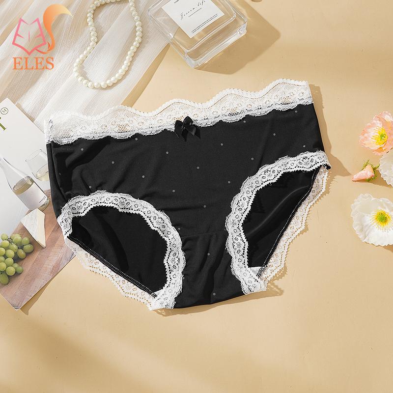 Polka Dot Pure Cotton Panties for Women Retro Cute Lace Trim Pure Cotton Crotchunderwear Soft and Breathable Underpants Hip-hugging Briefs for Women