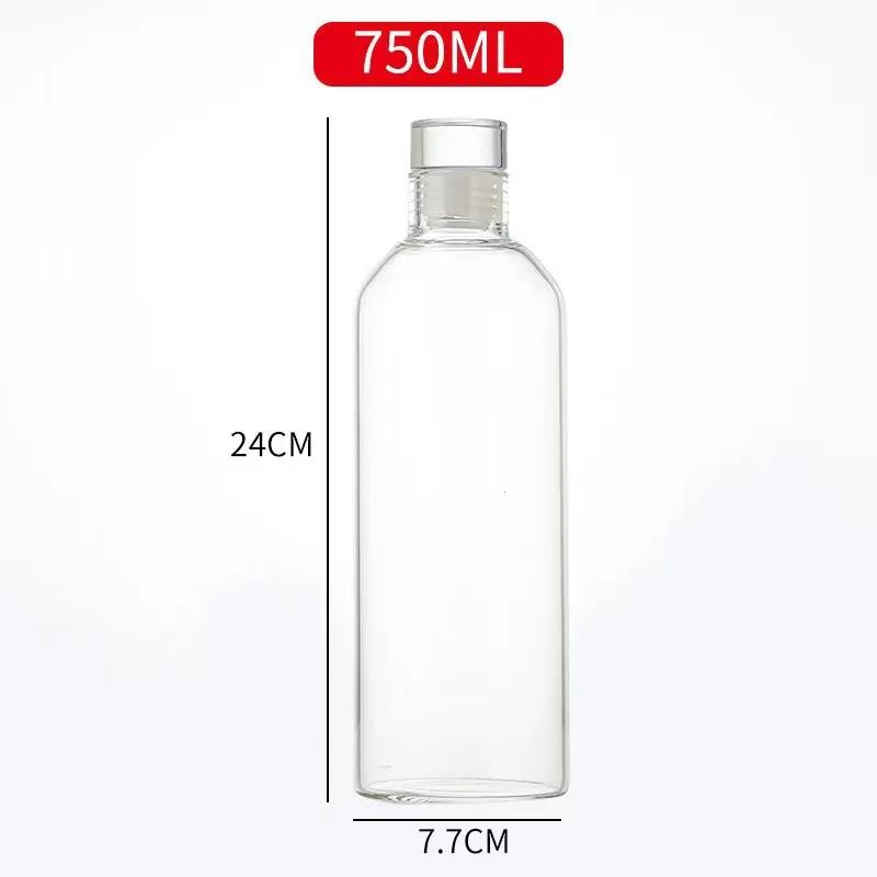 300ml/500/750ml/1000ml/Glass Water Bottle with Leak Proof Lid Reusable Eco Friendly Drinking Bottle Travel Mug for Beverages