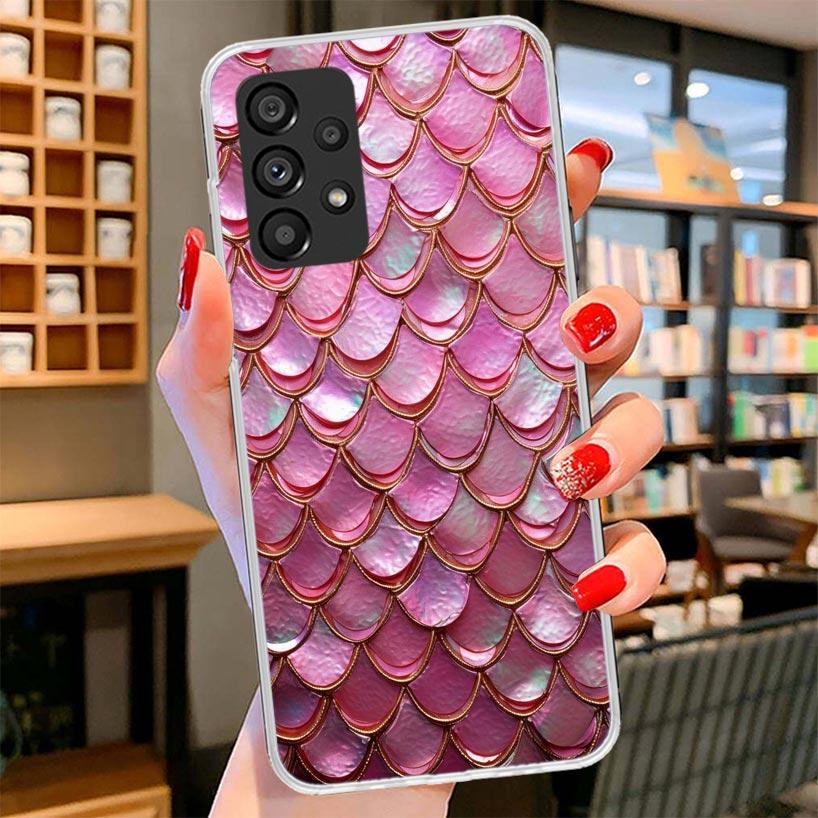 Fish Scale Pattern Mermaid Phone Case For Samsung Galaxy A12 A22 A32 A52 A72 A02S Phone Case Note 20 Ultra 10 S10 Plus A51 A71 A