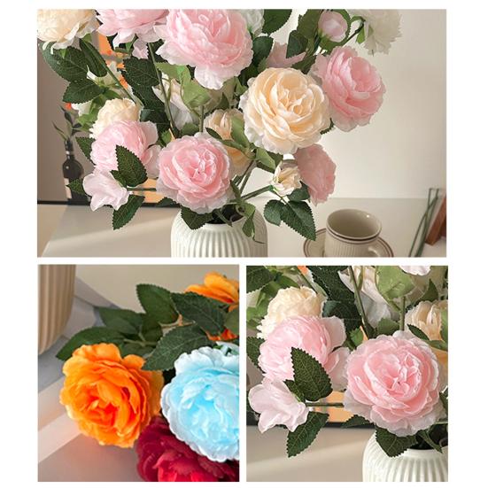 Nep Zijde Pioenroos Kunstbloem voor Vaas 25" Nep Pioenroos Takken met 2 Bloemen En 1 Knop voor Doe-het-zelf Bruidsboeket Bruidsdouche Huis Tafel