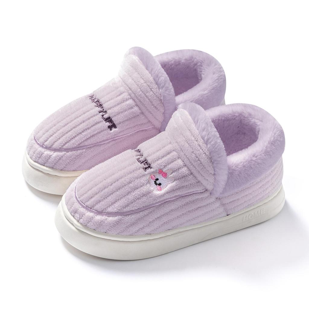 Men's and Women's Thickened Cotton Slippers: Fleece-Lined, Heel-Covering, Warm Indoor Shoes for Winter.