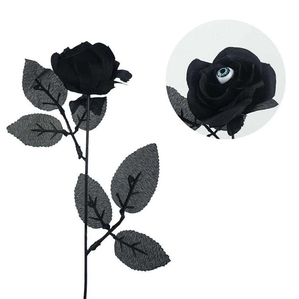 5PCS Photo Props Artificial Rose Flower With Eyeball Halloween Silk Flower Fake Flower  Halloween