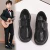 Boys' Spring and Autumn Leather Shoes Fashionable Soft-soled Black Medium and Large Children's Elementary School Campus Performance Shoes