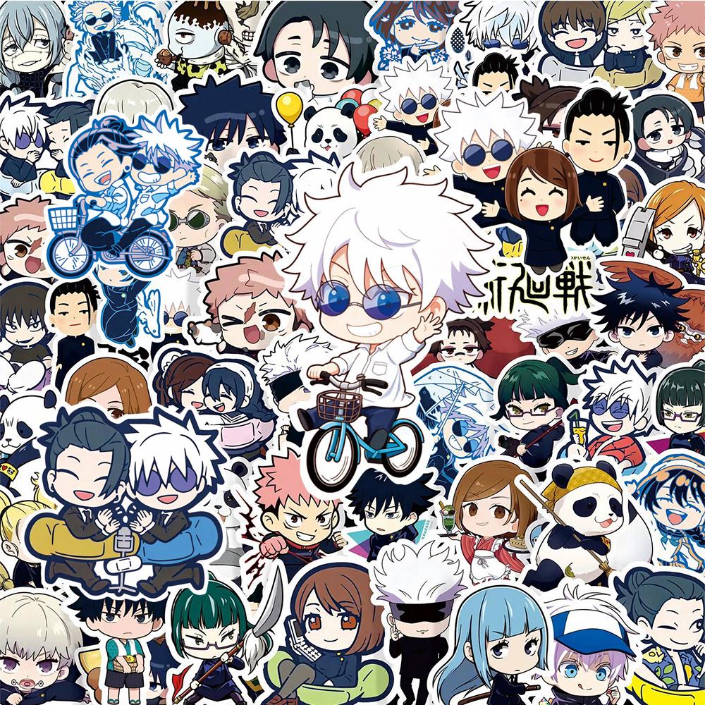 10/50/100pcs Q Version Jujutsu Kaisen Anime Stickers Kawaii Gojo Satoru Decals DIY Guitar Laptop Journal Cute Cartoon Sticker