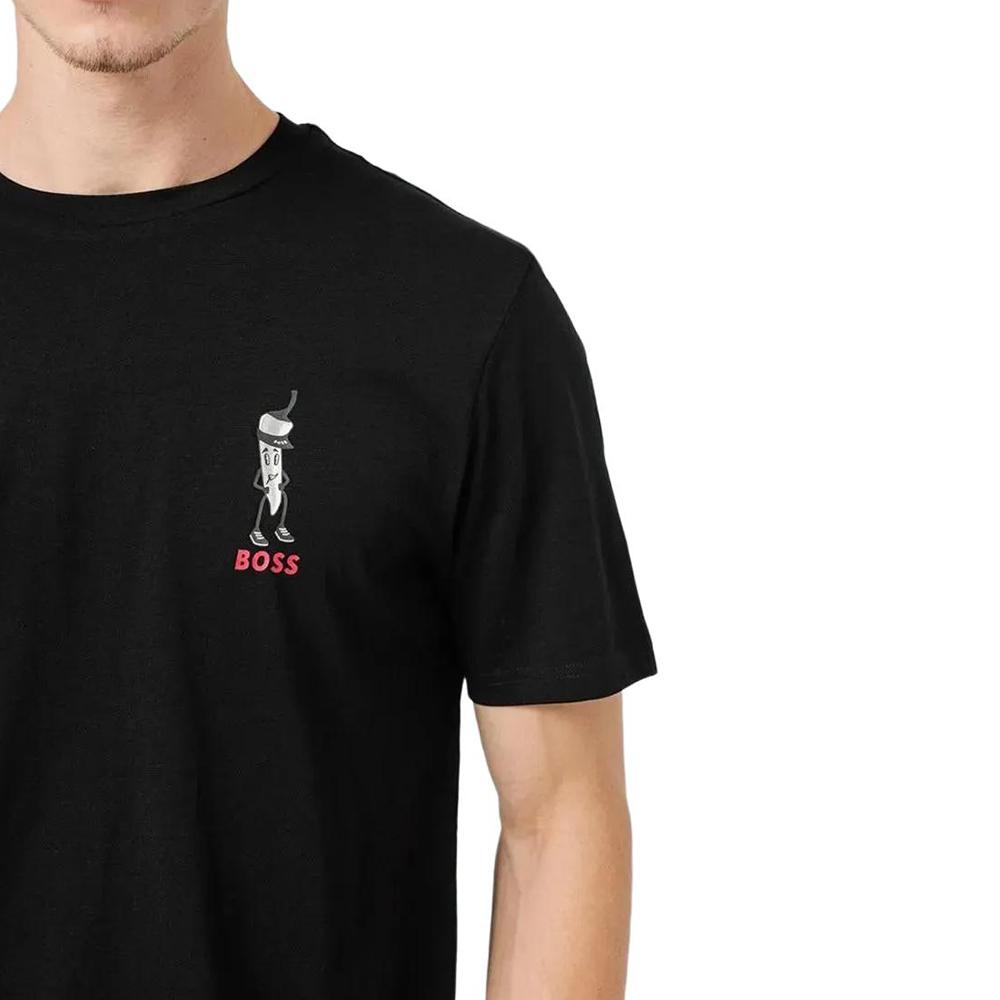HUGO BOSS T-Shirts Men's Black Crew Neck Moderate Straight Fit 50473065-001