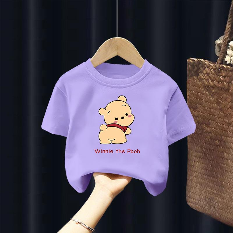Children's Short-sleeved T-shirt Bear Summer Style Cartoon Top Loose Bottoming Shirt for Large, Medium and Small Children