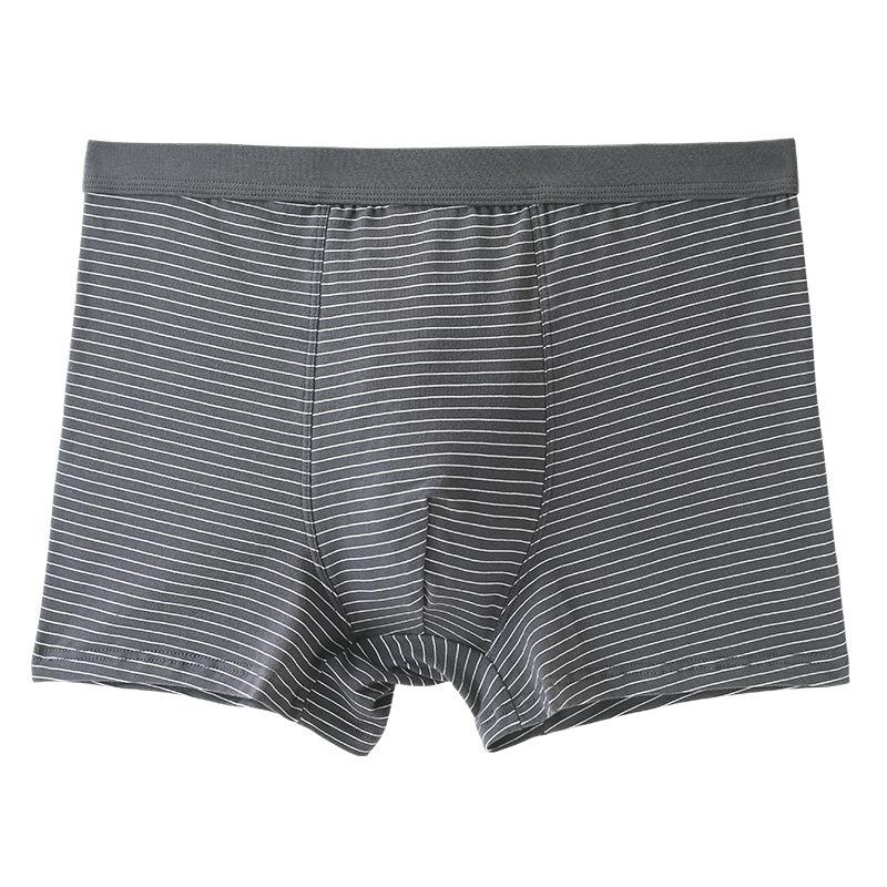 Cotton Medium And High Waist Men'S Underwear Loose Plus Size Breathable Men'S Boxers Striped Printed Pure Cotton Boxers