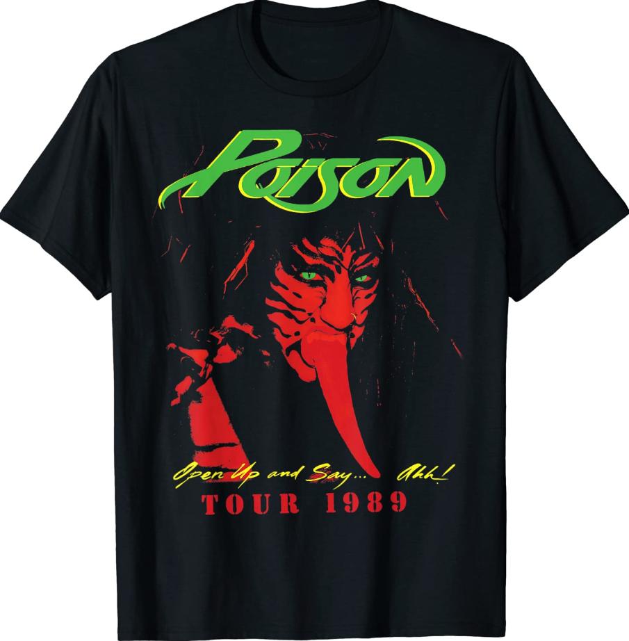Vintage Poison Band 1989 Tour Cotton Black Full Size Unisex Tee Shirt B245 XXXL