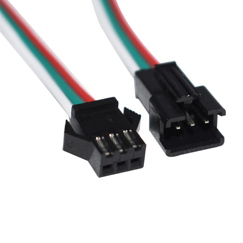 3-Pin JST Male/Female Connector Extension Cable for RGB LED Strip, 1m, SM 2.54mm Terminal Wire