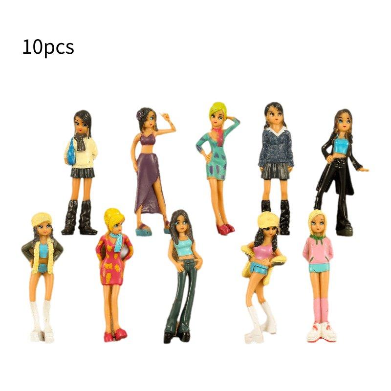 10pcs Y2k Style Girl Toys Doll Model Gift Tabletop Decoration Room Ornaments