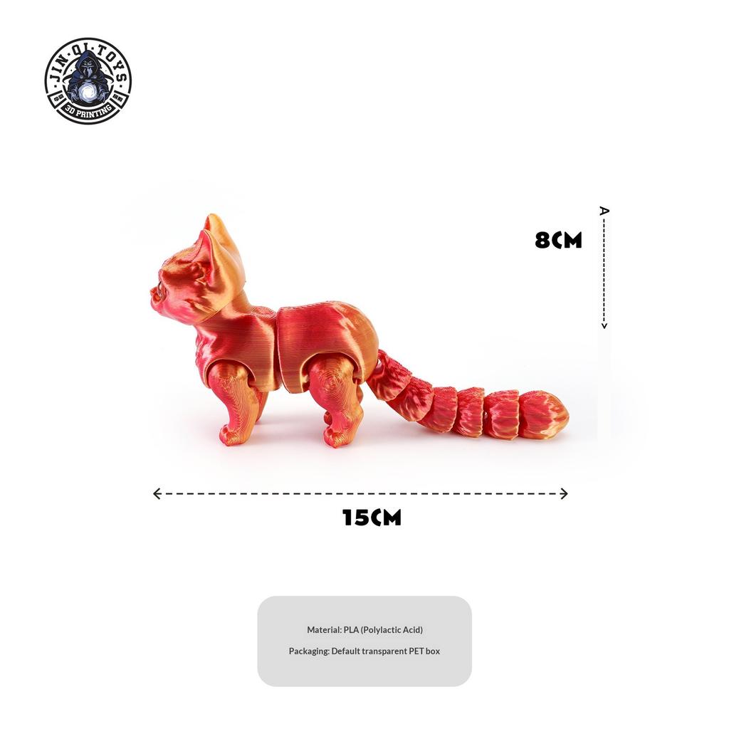 3D Printing Kitten Joint Flexible and Retractable Movable Children's Gift Toy Model Car Ornament Figure Cute Cat