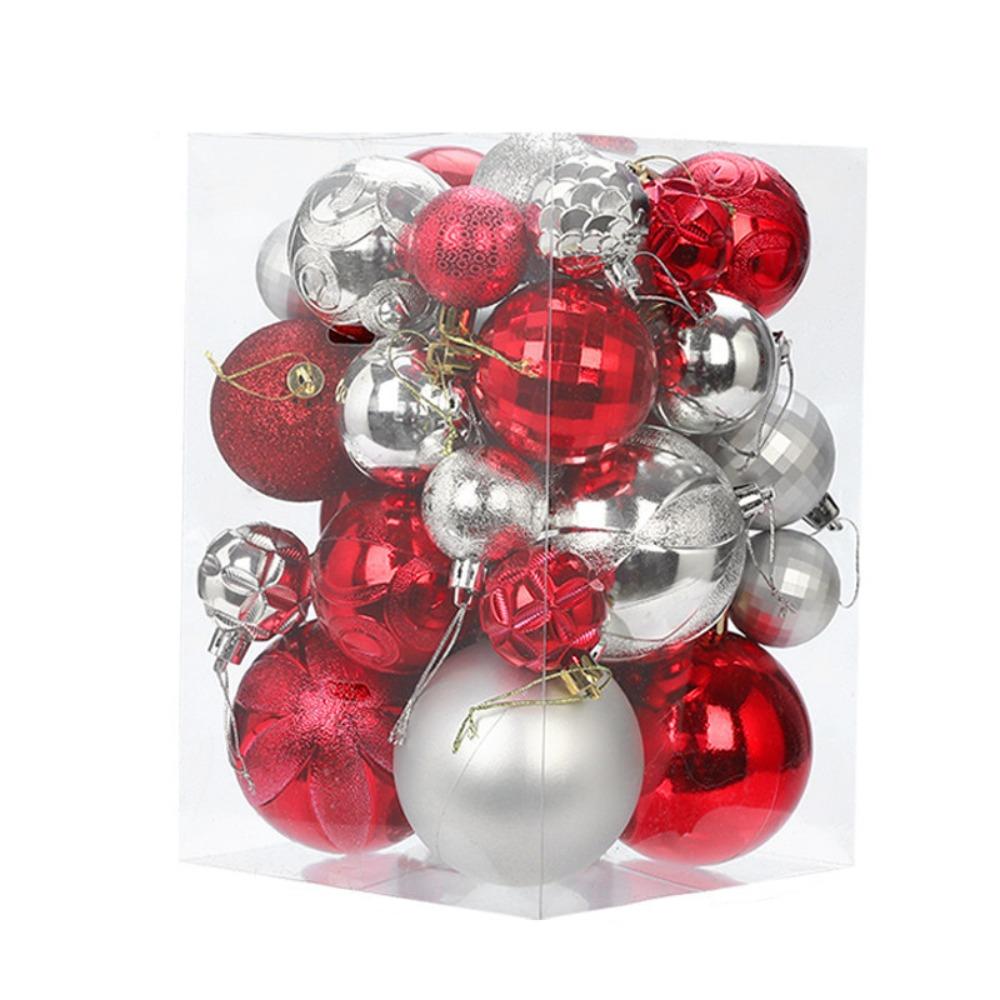 

34pcs Crafts 4/5/6/8cm Christmas Ball Delicate Creative Christmas Tree Pendant Painted Colorful Hanging Ornament Party other