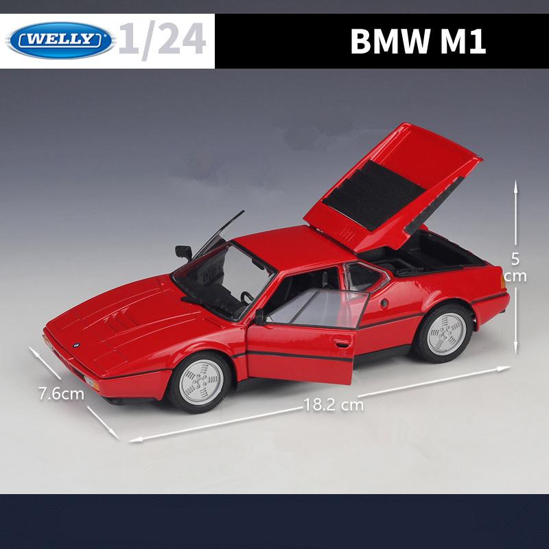 WELLY 1/24 BMW M1 Alloy Classic Sports Car Model Diecast Metal Racing Car Vehicle Model Simulation Collection Childrens Toy Gift